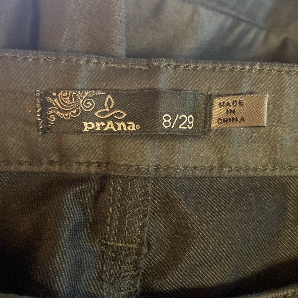 prAna Jett Coated Waxed Black Skinny Fitted Lo-Rise Ankle Jeans Pants Size 8 EUC - Picture 8 of 9